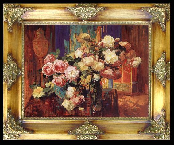 framed  Franz Bischoff Roses n-d, Ta039